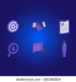illustration of 3d icon set on blue background