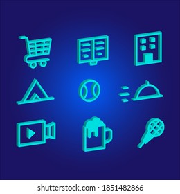 ilustración del conjunto de iconos 3d en fondo azul