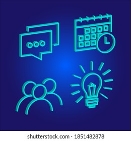 illustration of 3d icon set on blue background