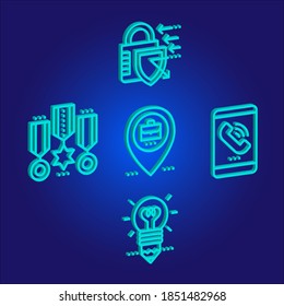 illustration of 3d icon set on blue background