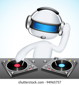 illustration of 3d jockey in vector fully scalable mixing song