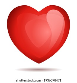 Illustration 3D Love Red Hearts  Icon Vector