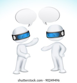 illustration of 3d man in vector fully scalable talking with each other with speech bubble