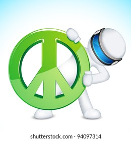 illustration of 3d man in vector fully scalable with peace sign