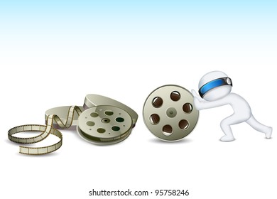 illustration of 3d man in vector fully scalable with film reel