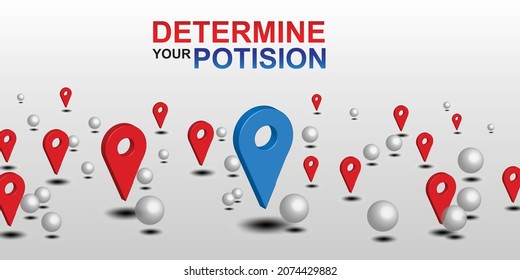 Illustration 3D Maps and Ball. Determine Your Potision