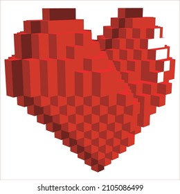 Illustration 3D models of the Pixel art Heart Love Flat color with perspective view icon valentine. These can be scaled to any size and used anywhere you need them.