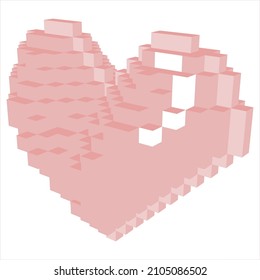 Illustration 3D models of the Pixel art Heart Love Flat color with perspective view icon valentine. These can be scaled to any size and used anywhere you need them.