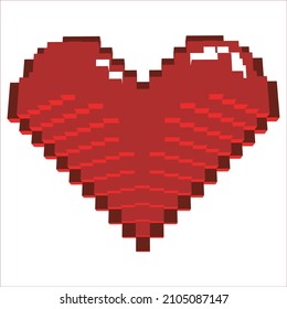 Illustration 3D models of the Pixel art Heart Love Flat color with perspective view icon valentine. These can be scaled to any size and used anywhere you need them.
