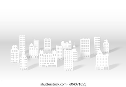 Illustration Of A 3D Paper City Skyline, Vector
