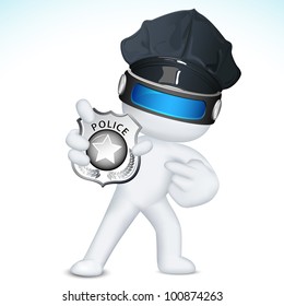 illustration of 3d police man in vector fully scalable showing police badge