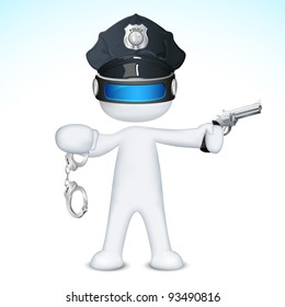 ilustración de un agente de policía de 3d en una pistola vectorial totalmente escalable