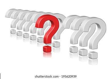 Illustration of 3d question marks