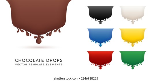 illustration a 3d realistic liquid drops elements concepts isolated white backgrounds with seven colors choice for packages label products company or corporate, User interface designs, collages, decks