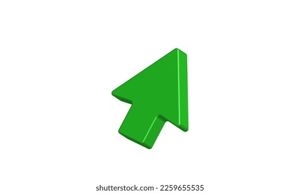 illustration 3d realistic mouse cursor green creative isolated on background.Realistic vector illustration.