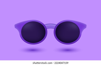 illustration 3d realistic purple glasses icon vector.3d vector icon. Cartoon minimal style.