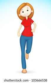 Illustration von 3D-Laufdame auf bearbeitbarem Vektorgrafik