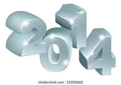 Illustration of 3D Silver 2014 number ornaments, could be used for new year designs or anything relating to the year 2014