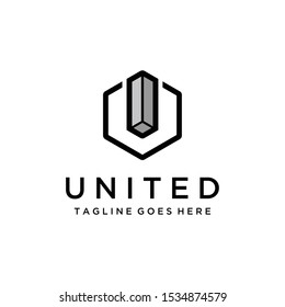 Illustration 3d Simple modern geometric letter U sign Logo Design