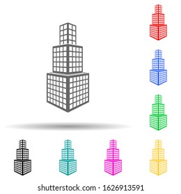 illustration of 3d skyscraper building multi color style icon. Simple glyph, flat vector of 3d building icons for ui and ux, website or mobile application