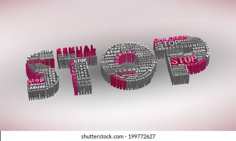 Illustration of 3D stop child abuse warning