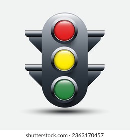 illustration of 3d traffic light isolated on white background