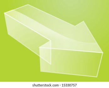 Illustration of a 3d translucent arrow pointing right