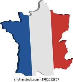 illustration 3D vector flag map of France