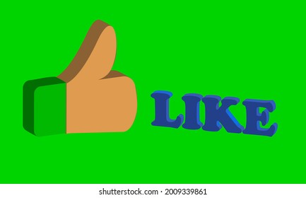 illustration 3D vector graphic art of LIKE button WITH GREEN BACKGROUND. suitable for vlog assets.