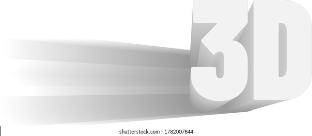 illustration of 3D word written in gray color.