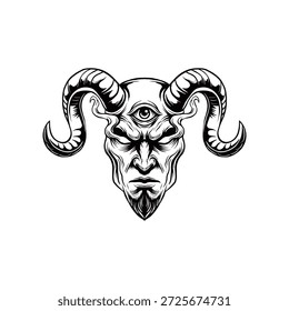 Ilustración de un dibujo a mano del diablo de 3 ojos