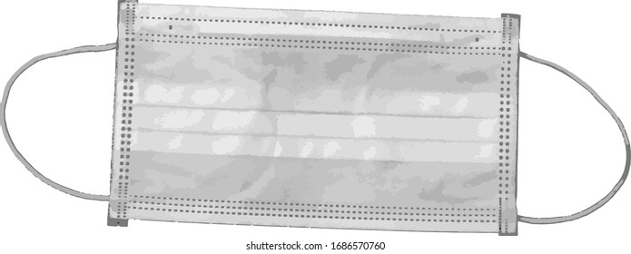 Illustration of 3ply Face Mask for protection from flu and dust