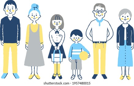 Illustration of a 3rd generation family