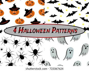 Illustration of 4 different halloween patterns.