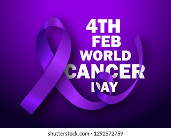 Illustration Of 4 February World Cancer Day Poster Or Banner Background.