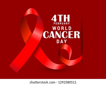 Illustration Of 4 February World Cancer Day Poster Or Banner Background.