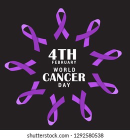 Illustration Of 4 February World Cancer Day Poster Or Banner Background.