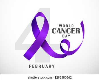 Illustration Of 4 February World Cancer Day Poster Or Banner Background.