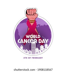 Illustration Of 4 February World Cancer Day Poster Or Banner Background. 
