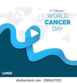 Illustration Of 4 February World Cancer Day Lavender Ribbon Concept Design Poster, Social Media Post Or Banner Background.