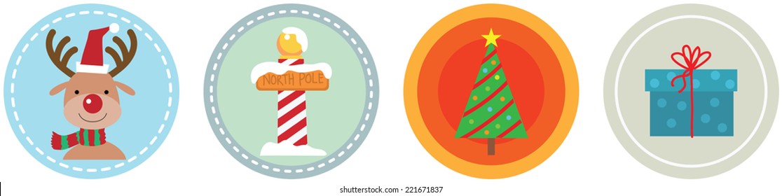 Illustration of 4 Flat Christmas Icons
