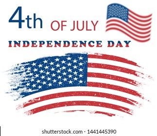 Illustration 4 July independence day USA . American grunge flag. Vector poster, banner, holiday card, light background.