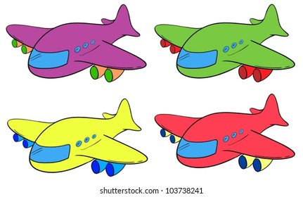 Illustration of 4 planes in different colours