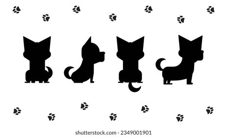 It is an illustration of a 4 pose set of Chihuahua silhouette.