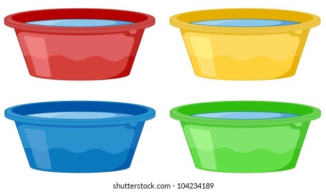 Illustration of 4 tubs on white