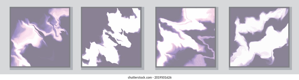 Illustration in 4 variations. Fluid art for clothing or stationery. The frame and background are separate from the main image. Each illustration is a separate object