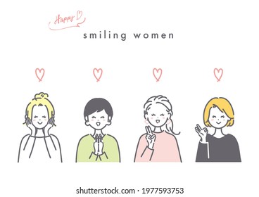 Illustration of 4 women who rejoice. vector.
