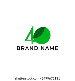 ILLUSTRATION 40. JAHRESTAG MIT BLATT GRÜN FARBE DESIGN EINFACHE VORLAGE LOGO ICON ETIKETT VEKTOR