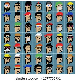 illustration 49 Nft Pixel Characters with various styles