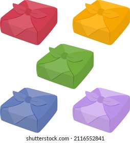 Illustration Of 5 Color Furoshiki